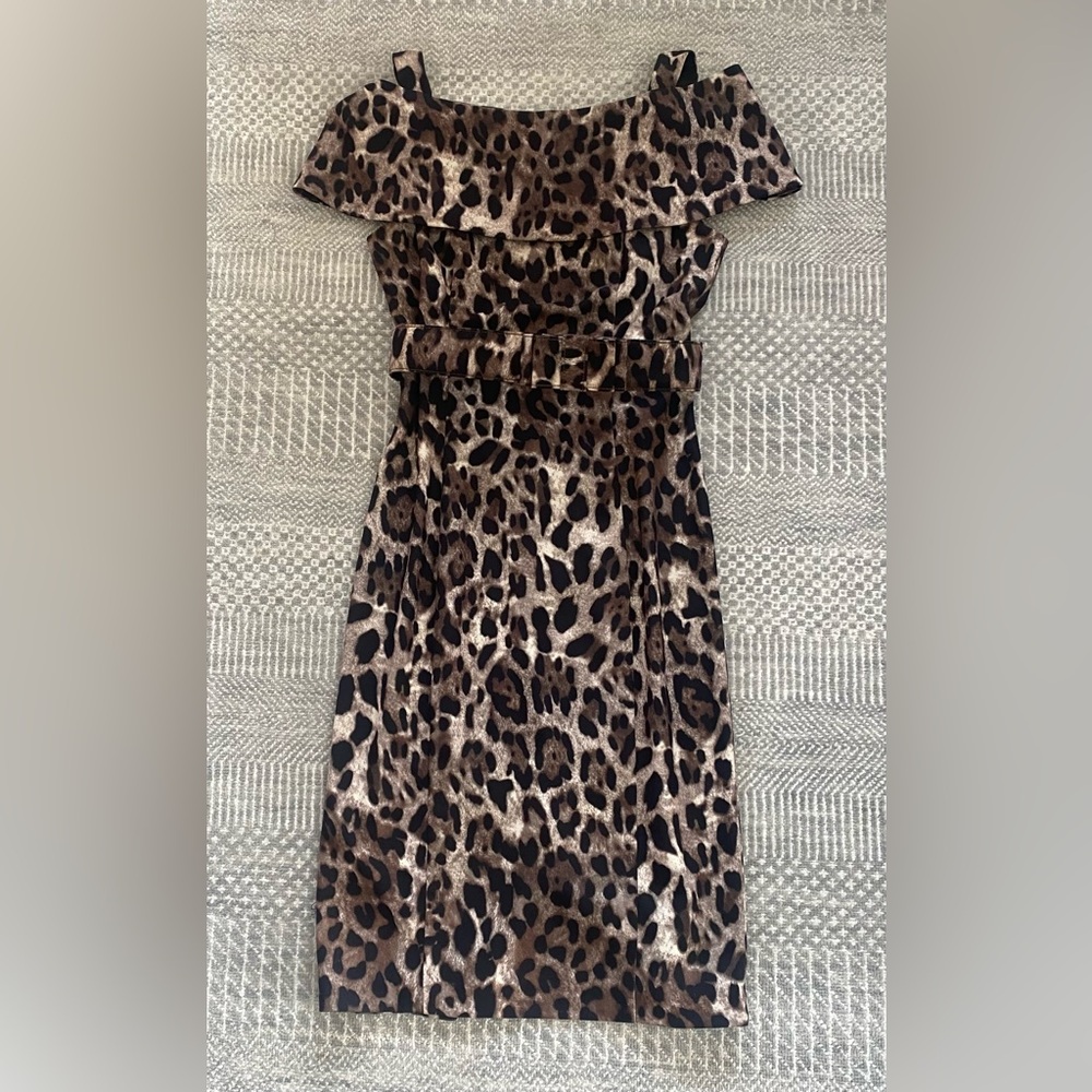 Badgley Mishcka leopard fitted pencil dress with belt